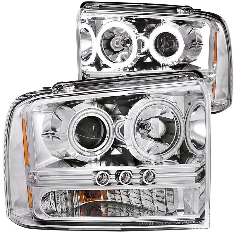 ANZO USA 2005-2007 Ford Excursion Projector Headlights w/ Halo Chrome w/ LED Strip (CCFL) 1pc (111118)