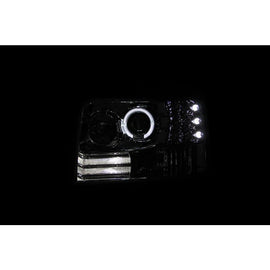 ANZO USA 1992-1996 Ford F-150 Projector Headlights w/ Halo Chrome w/ Side Markers and Parking Lights (111183)