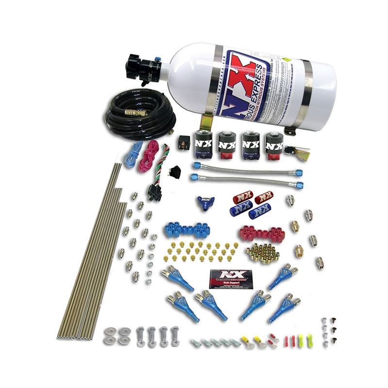 Nitrous Express Pro-Shk/Alc 4 Solenoids Nitrous Kit (250-650HP) w/10lb Bottle (90065-10)