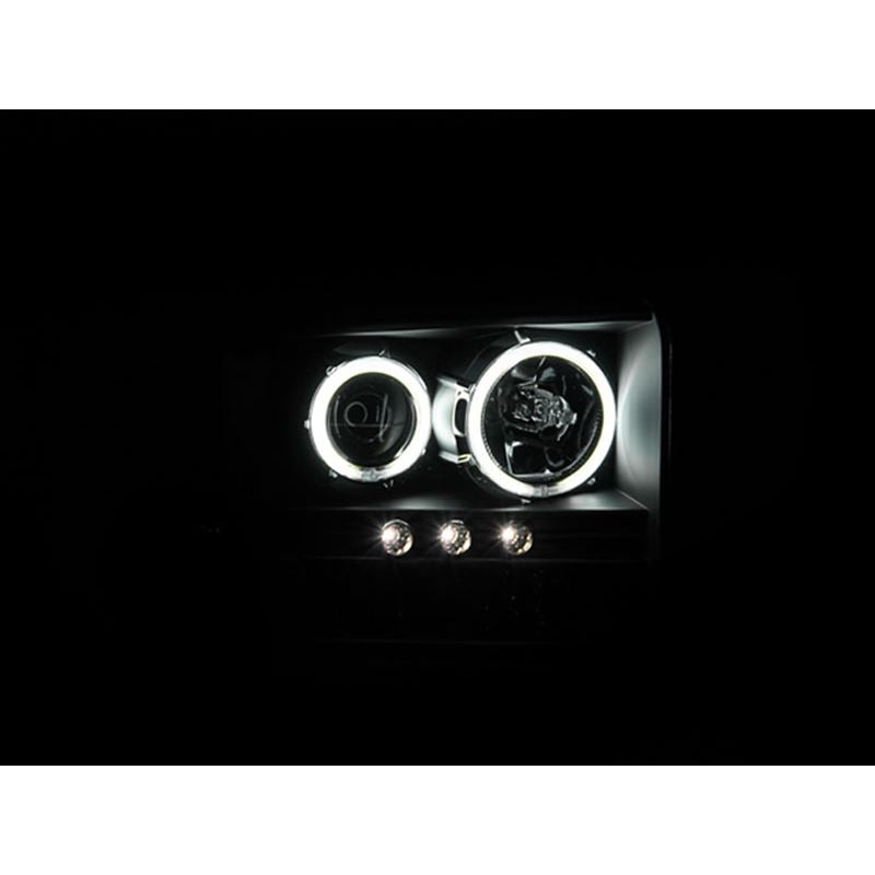 ANZO USA 2005-2007 Ford Excursion Projector Headlights w/ Halo Black w/ LED Strip (CCFL) 1pc (111117)