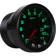 Load image into Gallery viewer, AutoMeter Spek-Pro Gauge Tach 2 1/16in 11K Rpm W/ Shift Light and Peak Mem Blk/Smoke/Blk (P33652)