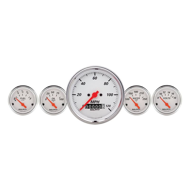 AutoMeter Arctic White 3-3/8in Electric Speedometer with Wheel Odometer/ 2-1/16in Oil Pressure (1340)