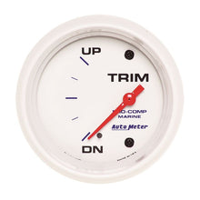 Load image into Gallery viewer, AutoMeter Marine White Gauge 2-5/8in Electric Trim Level Gauge 0OHM Down - 90OHM Up (200767)