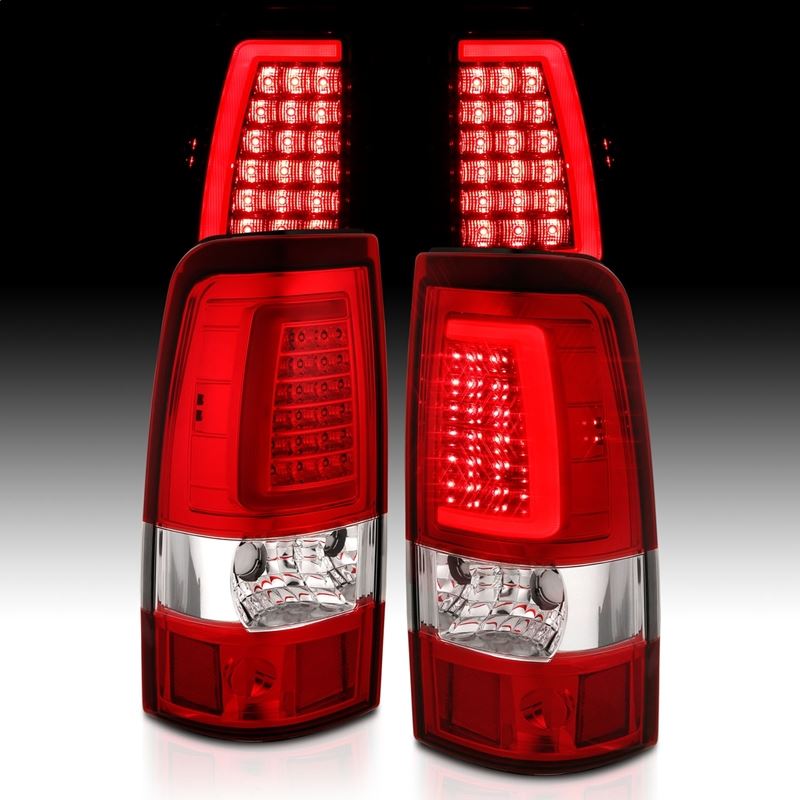 ANZO USA Tail Light Assembly, LED, Red/Clear Lens, Chrome, Pair, (311335)