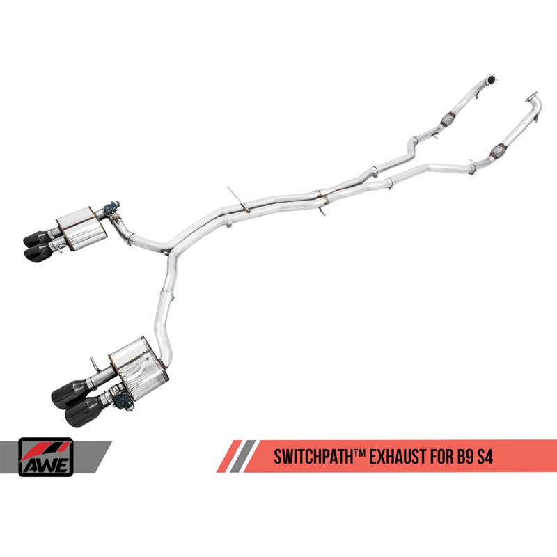 AWE SwitchPath Exhaust for Audi B9 S4 - Non-Resonated - Diamond Black 102mm Tips (3025-43034)