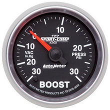 Load image into Gallery viewer, AutoMeter Sport-Comp II 52mm Full Sweep Electronic 30 In Hg-Vac/30 PSI Vacuum/Boost Gauge (3659)