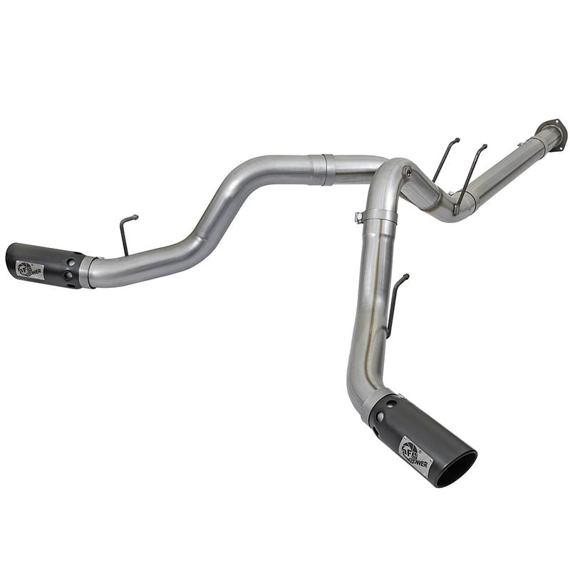 aFe Large Bore-HD 4 IN 409 Stainless Steel DPF-Back Exhaust System w/Black Tip (49-43092-B)