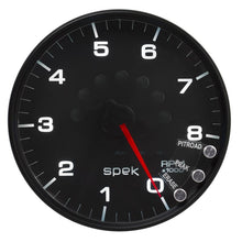 Load image into Gallery viewer, AutoMeter Spek-Pro Gauge Tachometer 5in 8K Rpm W/Shift Light and Peak Mem Black/Black (P23832)