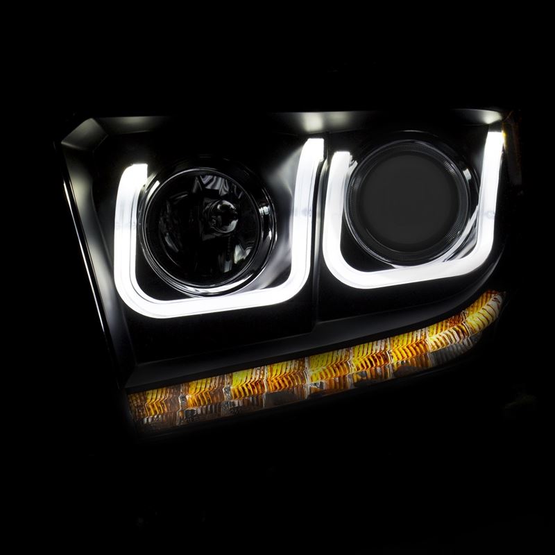 ANZO USA 2014-2015 Toyota Tundra Projector Headlights w/ U-Bar Black w/ DRL (111326)