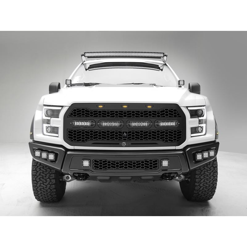 aFe Scorpion Complete Replacement Tread Design Grille Flat Black w/ LED Lights (79-21002L)