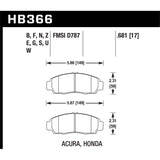 Hawk Performance Blue 9012 Brake Pads (HB366E.681)