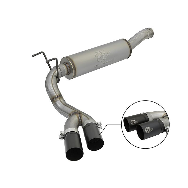 aFe Rebel Series 3-1/2 IN Stainless Steel Cat-Back Exhaust System w/Black Tip (49-42057-B)