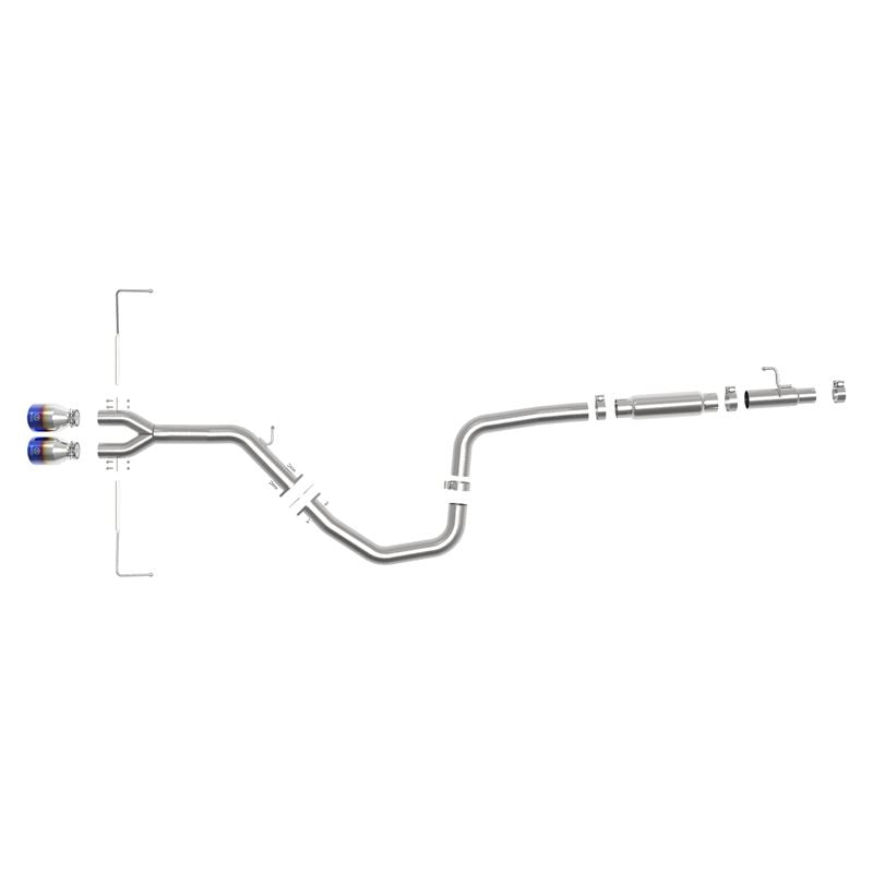 Takeda 3 IN to 2-1/2 IN 304 Stainless Steel Cat-Back Exhaust w/ Blue Flame Tip (49-37011-L)