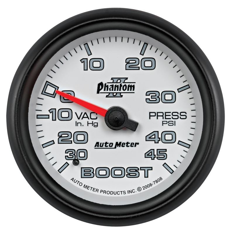 AutoMeter Phantom II 2-5/8in 30INHG-45PSI Phantom Mechanical Boost/Vacuum Gauge (7808)