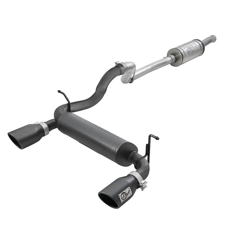 aFe Rebel Series 2-1/2 IN 409 Stainless Steel Cat-Back Exhaust System w/ Black Tips (49-48066-B)