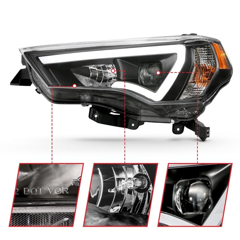 ANZO USA Projector Headlight Set w/Plank Style Switchback Black w/Amber Pair (111416)