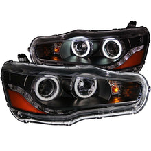 Load image into Gallery viewer, ANZO USA 2008-2015 Mitsubishi Lancer Projector Headlights w/ Halo Black (CCFL) (121428)