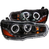 ANZO USA 2008-2015 Mitsubishi Lancer Projector Headlights w/ Halo Black (CCFL) (121428)