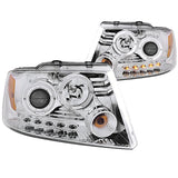 ANZO USA 2004-2008 Ford F-150 Projector Headlights w/ Halo and LED Chrome G2 (111203)