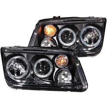 Load image into Gallery viewer, ANZO USA 1999-2005 Volkswagen Jetta Projector Headlights w/ Halo Black (CCFL) (121369)