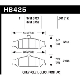 Hawk Performance HPS Brake Pads (HB425F.661)