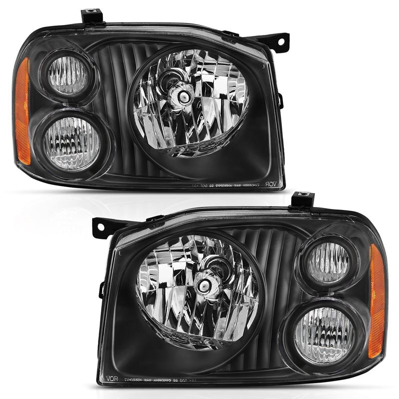 ANZO USA Crystal Headlight Set, Clear Lens, Black Housing, Amber Reflector, Pair, (111433)