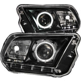 ANZO USA 2010-2014 Ford Mustang Projector Headlights w/ Halo Black (CCFL) (121323)