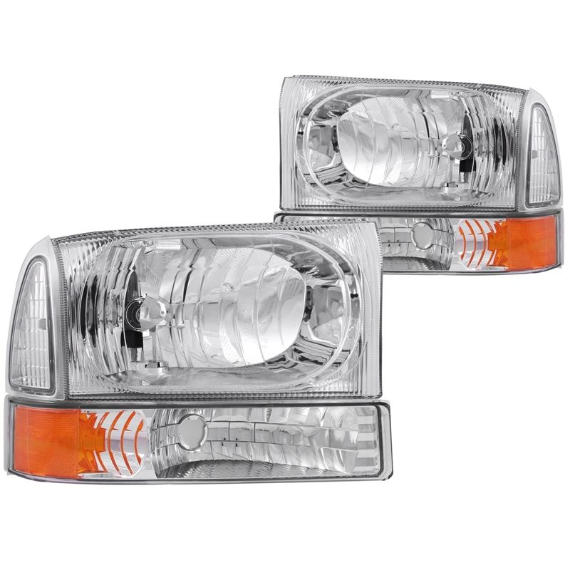 ANZO USA 2000-2004 Ford Excursion Crystal Headlights Chrome w/ Corner Lights 2pc (111081)