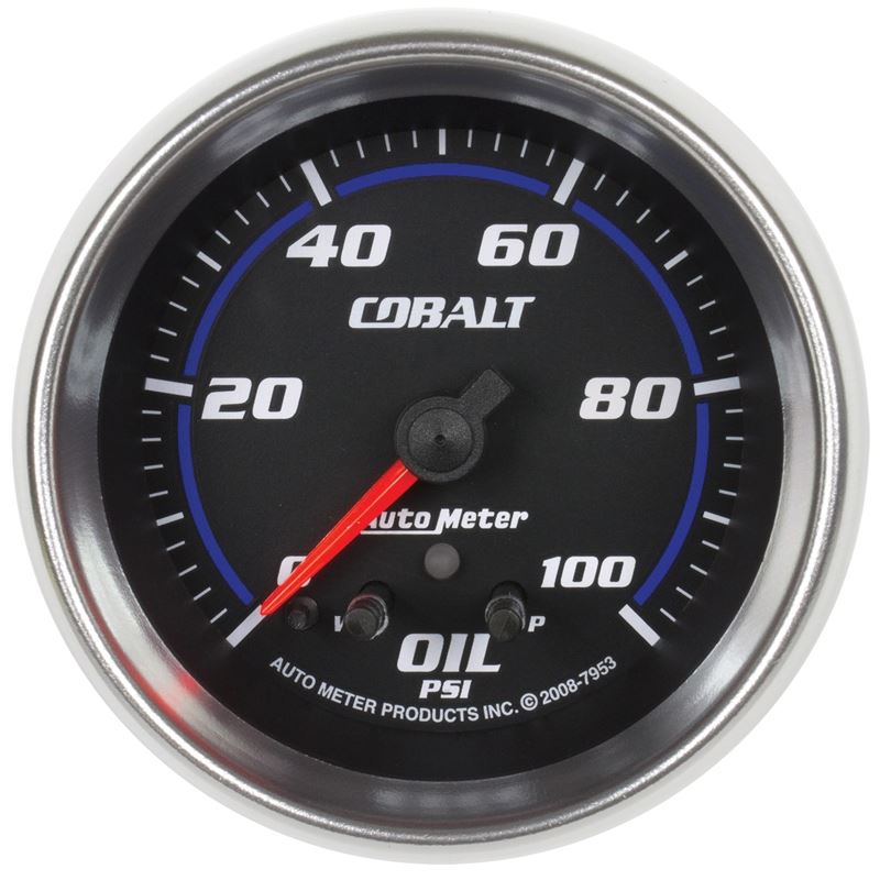 AutoMeter Cobalt Oil Pressure Gauge 2 5/8in 100PSI Stepper Motor w/ Peak and Warn (7953)