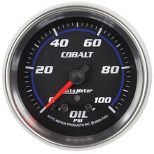 Load image into Gallery viewer, AutoMeter Cobalt Oil Pressure Gauge 2 5/8in 100PSI Stepper Motor w/ Peak and Warn (7953)