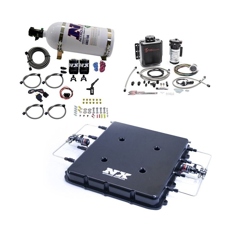 Nitrous Express Nitrous & Water Injection Kit w/Billet LT4 Supercharger Lid w/10lb Bottle (20939BMF-10)