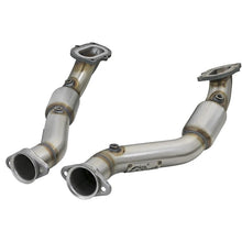 Load image into Gallery viewer, aFe Twisted Steel 3in 304 Stainless Steel Mid Pipe w/ Cat for 14-18 Chevrolet Corvette C7 &amp; Z06 (48-34130-1YC)