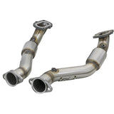 aFe Twisted Steel 3in 304 Stainless Steel Mid Pipe w/ Cat for 14-18 Chevrolet Corvette C7 & Z06 (48-34130-1YC)