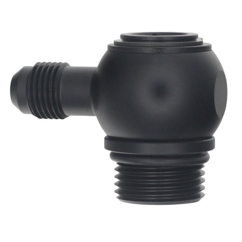 DeatschWerks 10AN ORB Male to 6AN Male Flare Low Profile 90-Degree Swivel - Anodized Matte Black (6-02-0420-B)