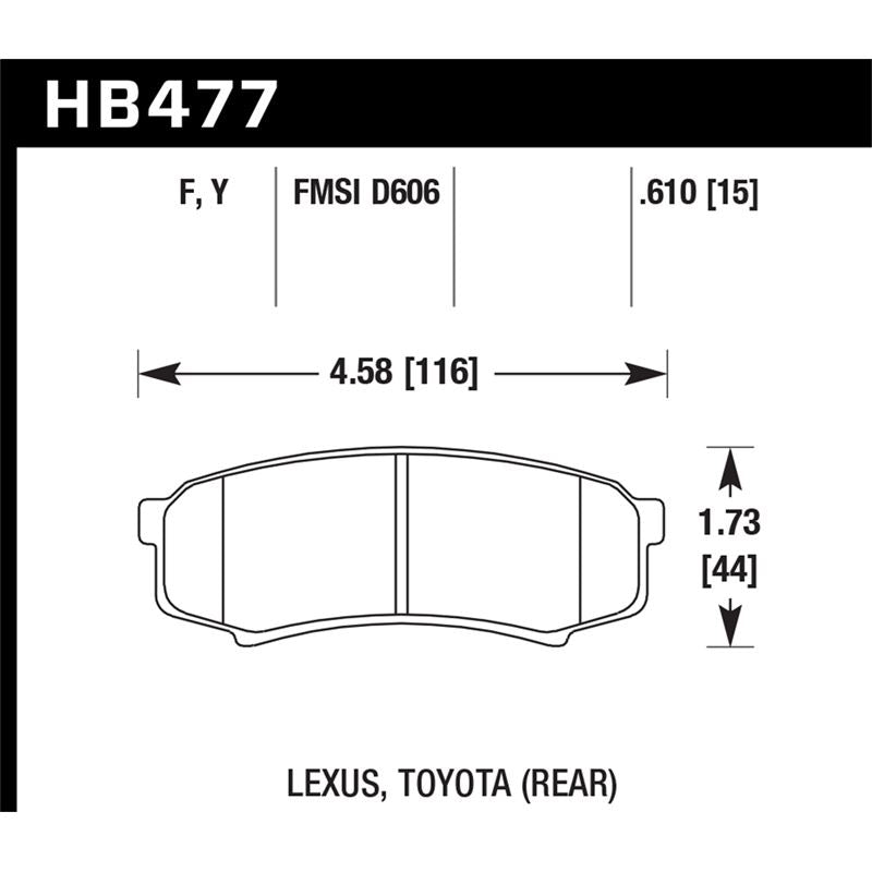 Hawk Performance Street Brake Pads for 2018-2019 Lexus GX460 (HB477P.610)