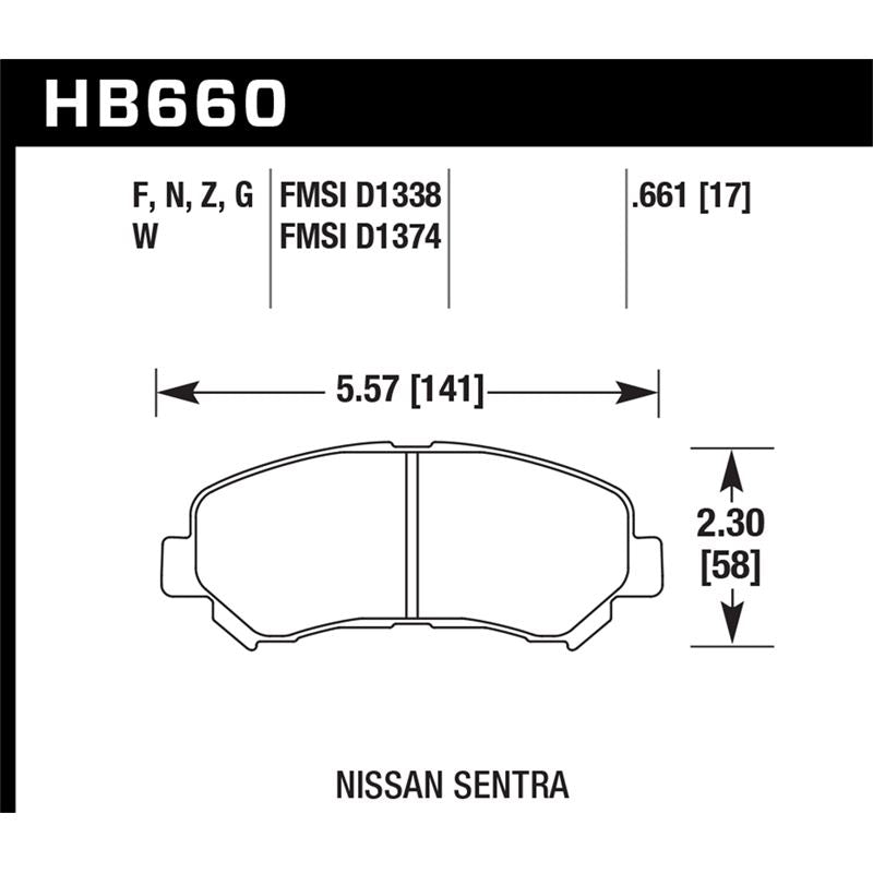 Hawk Performance Performance Ceramic Brake Pads (HB660Z.661)