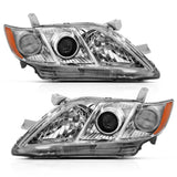 ANZO USA Projector Headlight Set, Clear Lens, Chrome w/Amber Housing, Pair, OE Replacement, (121551)