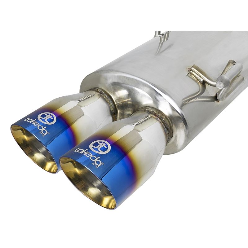 Takeda 3 IN to 2-1/4 IN 304 Stainless Steel Cat-Back Exhaust w/ Blue Flame Tip (49-36801-L)