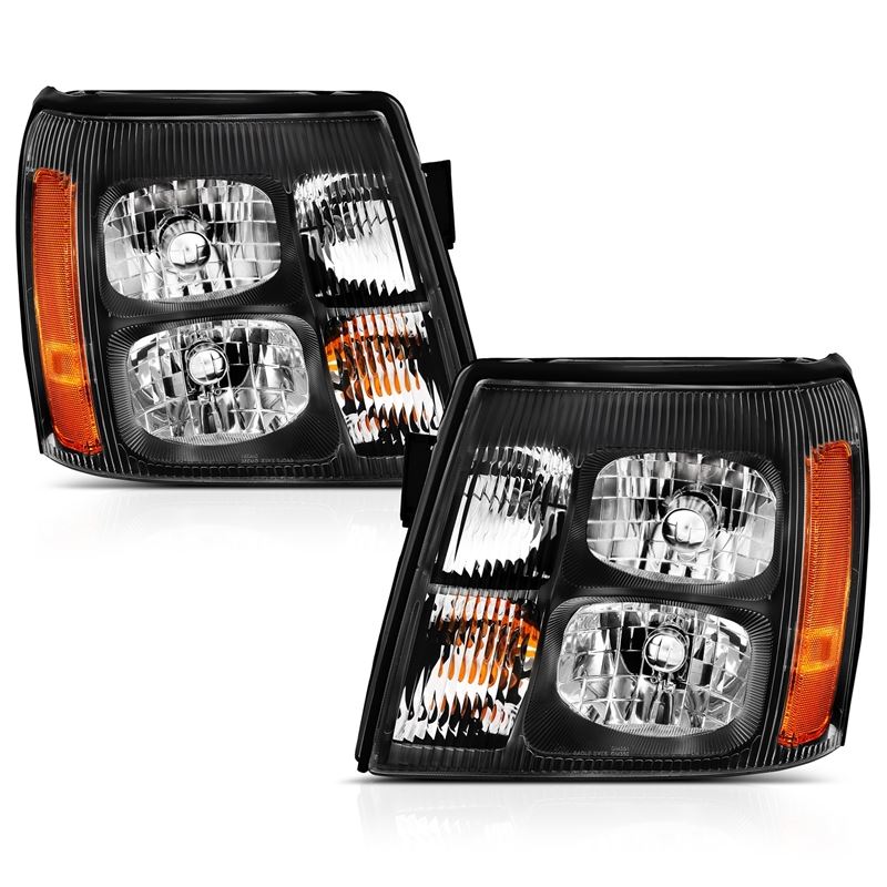 ANZO USA Crystal Headlight Set, Clear Lens, Black w/Amber Housing, Pair, (111423)