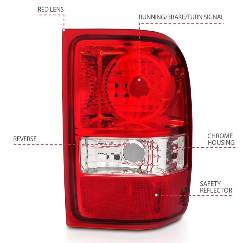 ANZO USA Tail Light Assembly, Red/Clear Lens, OE Replacement, Pair, (211182)