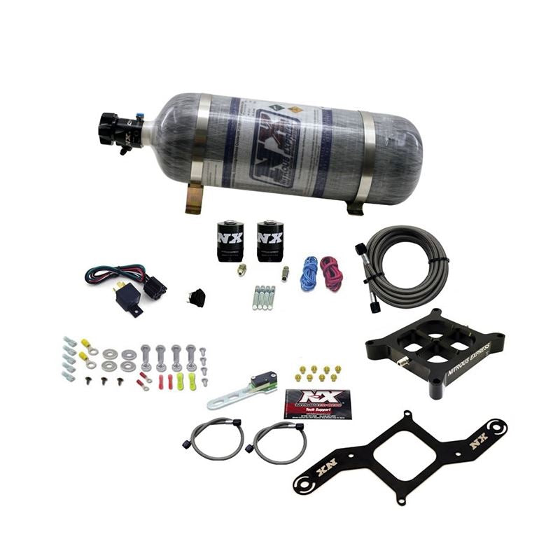 Nitrous Express 4150 Single Entry Crossbar Plate Pro-Power Nitrous Kit (100-500HP) w/Comp Bottle (63540-12)