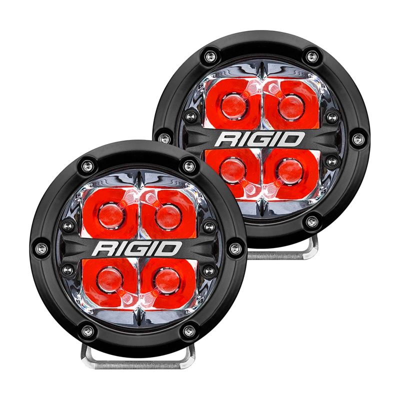 Rigid Industries 360-Series 4in LED Off-Road Spot Beam - Red Backlight (Pair) (36112)