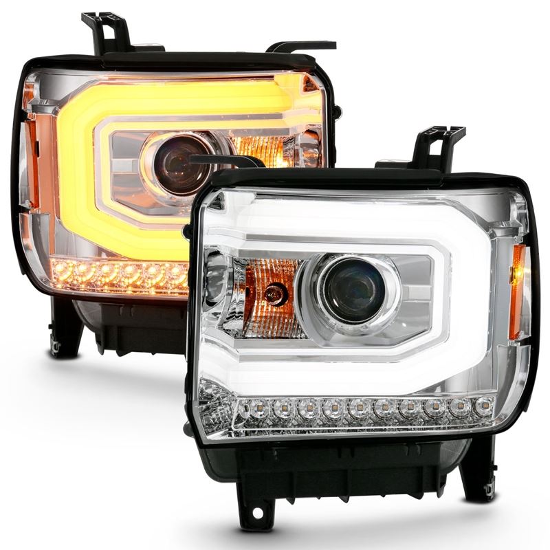 ANZO USA Projector Headlight Set, w/Plank Style Switchback, Chrome, Pair, (111488)