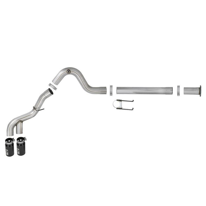 aFe Rebel XD Series 4 IN 409 Stainless Steel DPF-Back Exhaust w/Dual Black Tips for 2015-2016 Ford F-250 Super Duty(49-43121-B)