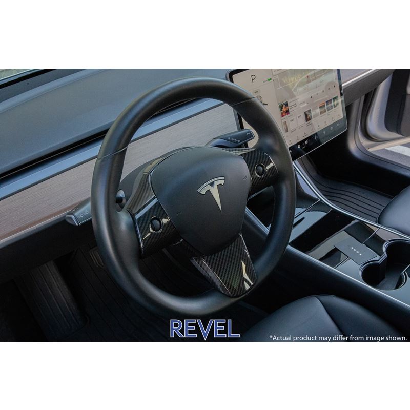 Revel GT Dry Carbon Steering Wheel Insert Covers for Tesla Model 3 (1TR4GT1AX01)