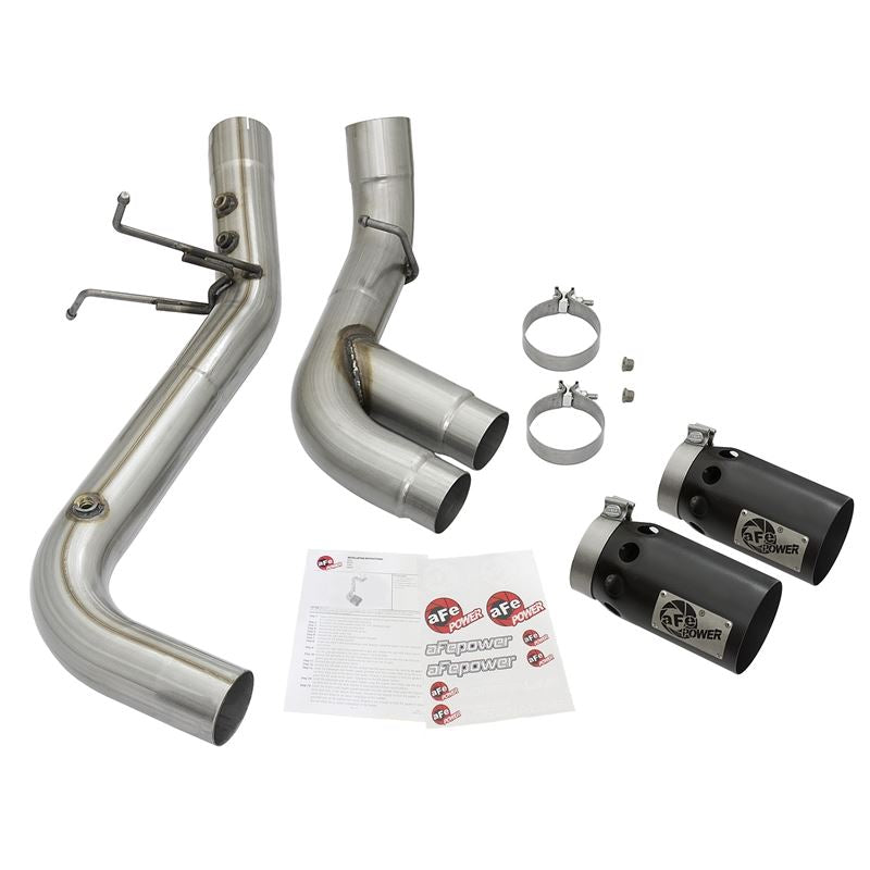 aFe Rebel XD 4 IN 409 Stainless Steel DPF-Back Exhaust w/Dual Black Tips (49-44089-B)