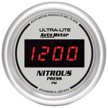 Load image into Gallery viewer, AutoMeter Ultra-Lite 2-1/16in 1600 PSI Digital Nitrous Pressure Gauge - Silver (6574)