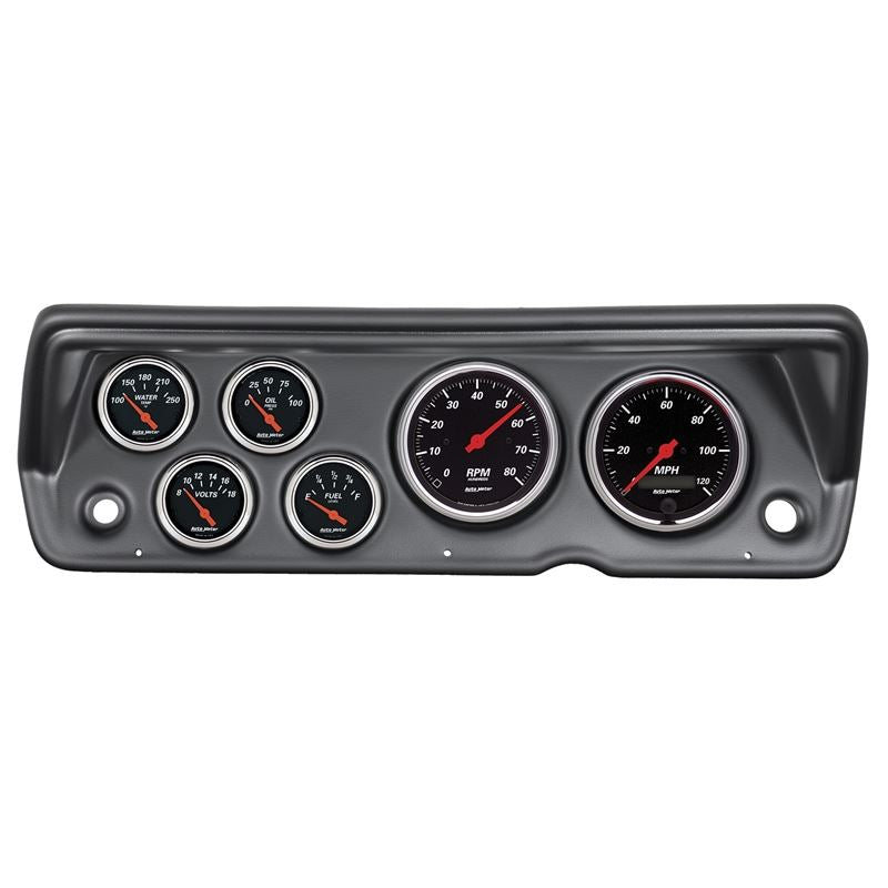 AutoMeter Designer Black 70-76 Duster/Demon/Dart Dash Kit 6pc Tach / MPH / Fuel / Oil / WTMP / Volt (7031-DB)