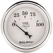 Load image into Gallery viewer, AutoMeter Auto Meter 2-1/16in 100PSI Electronic Oil Pressure Old Tyme White Gauge (1628)