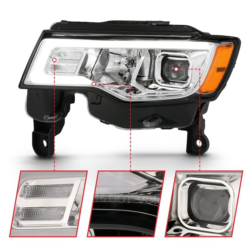 ANZO USA Projector Headlight Set w/Plank Style Switchback Chrome w/Amber Pair (111419)